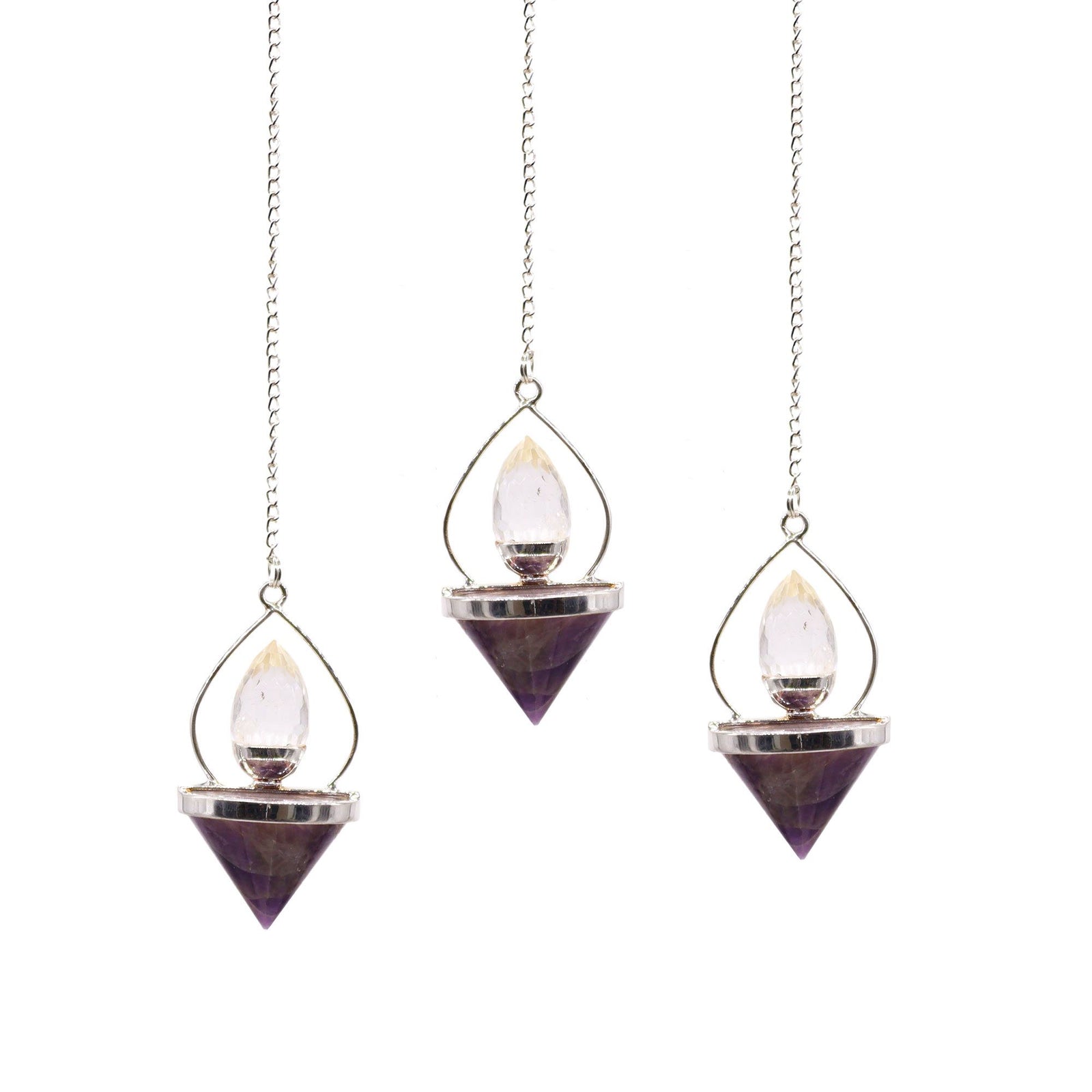 Gemstone Lantern of Life Pendulum - Amethyst & Rock Quartz product image