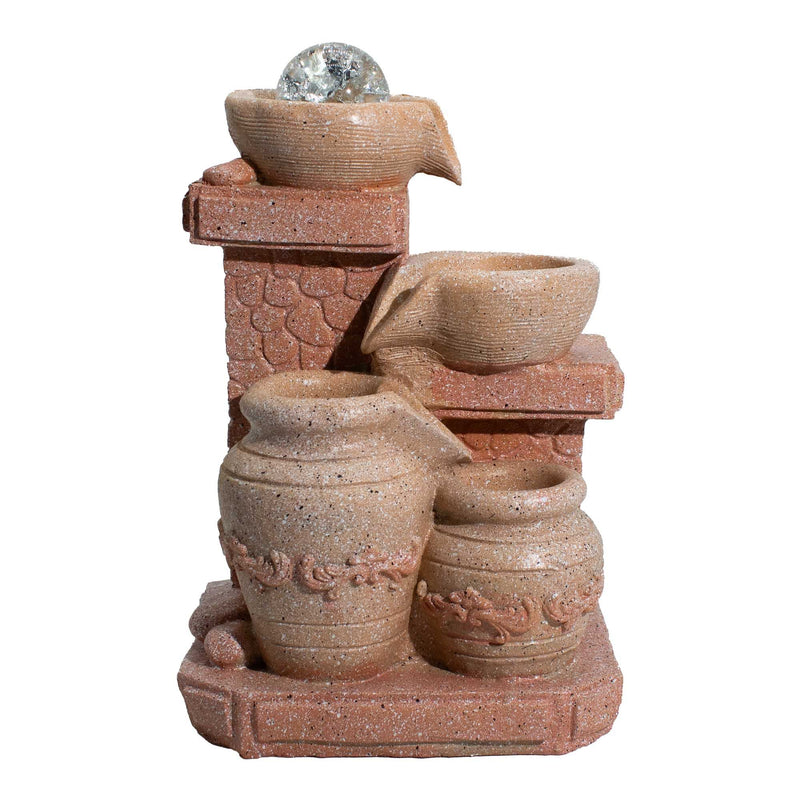 Mediterranean Cascading Pots Tabletop Water Feature (19x14x27cm) product image
