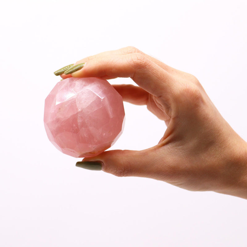 Gemstone Faceted Healing Ball & Stand - Rose Quartz product image