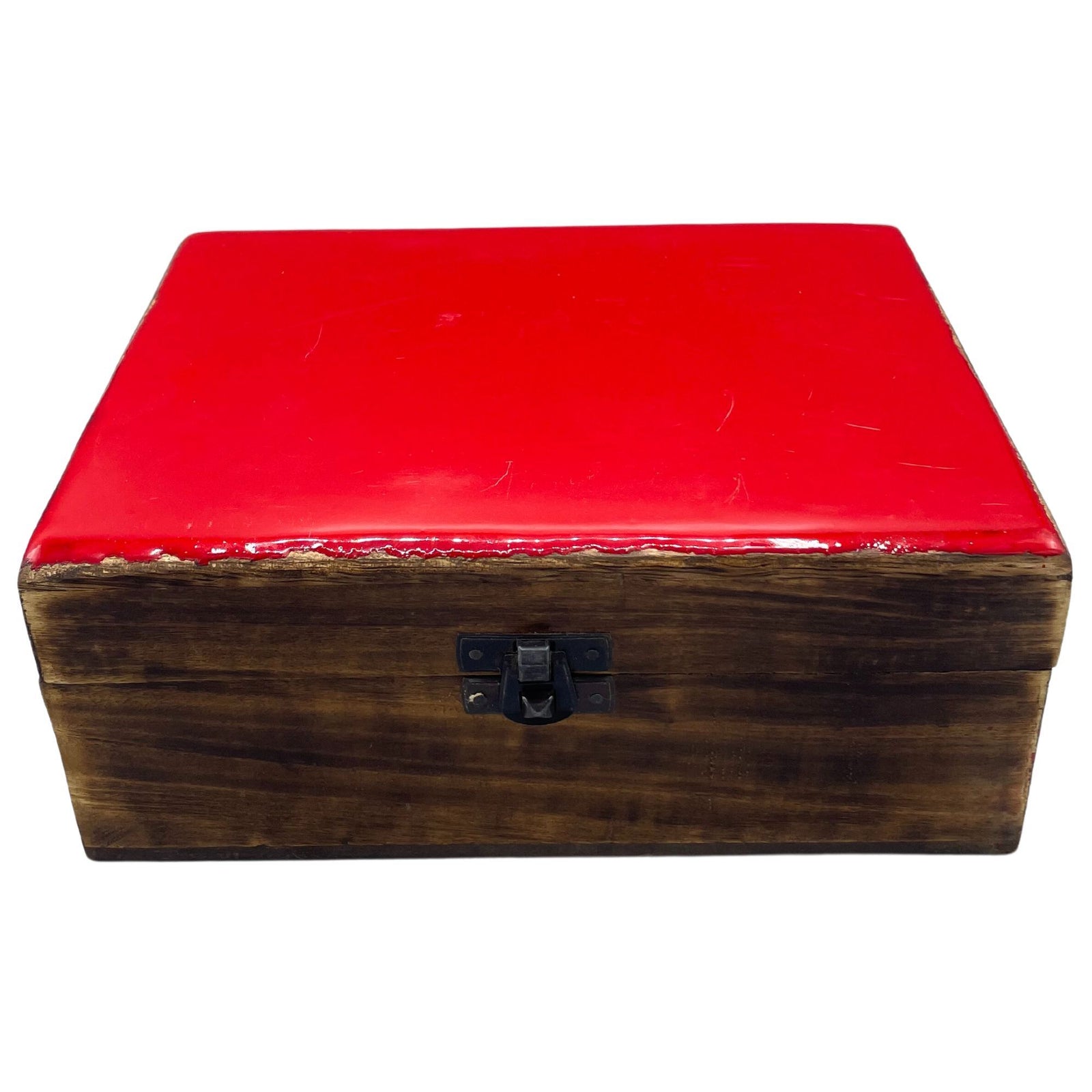 Large Ceramic Glazed Wood Box - 20x15x7.5cm - Red product image