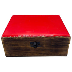 Large Ceramic Glazed Wood Box - 20x15x7.5cm - Red product image