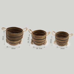 Bananna Leaf & Seagrass Large Baskets - Natural Browns- Set of 3 product image 5