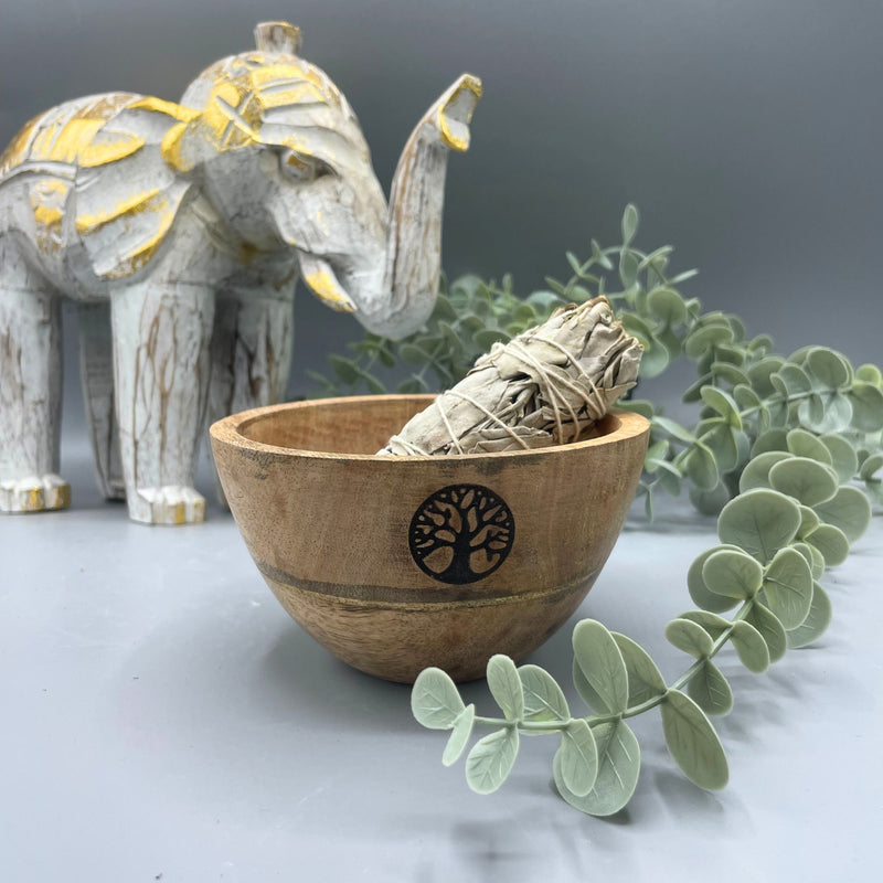 Wooden Smudge and Ritual Offerings Bowl - Tree of Life - 11x7cm product image