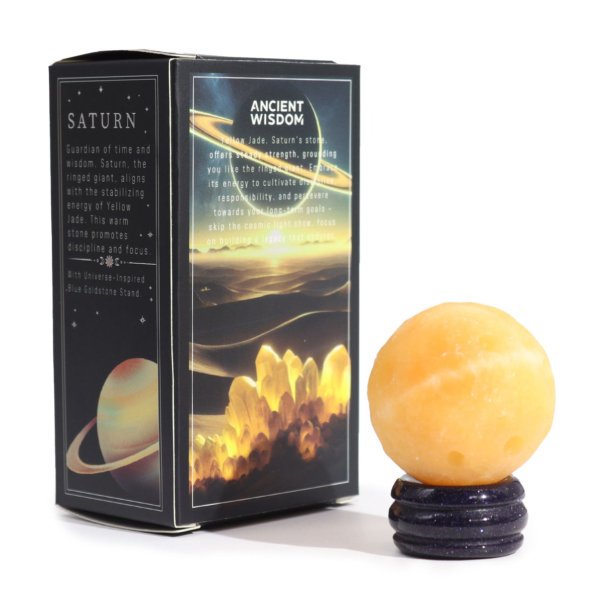 Yellow Jade Planet on a Sola Goldstone Stand (SATURN) product image 4