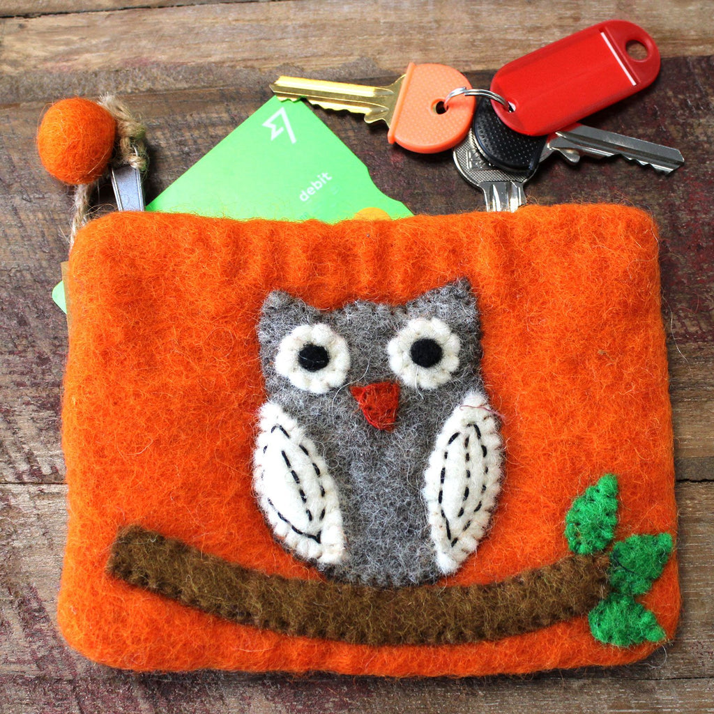Natural Felt Zipper Pouch (asst) - Owl on Branch product image 4