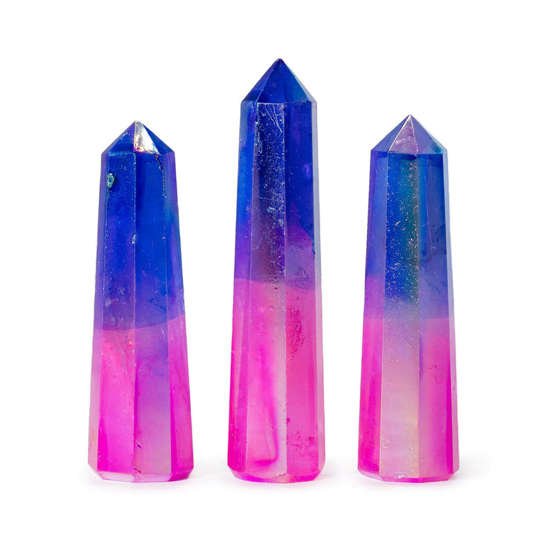 Gemstone Obelisk Point approx 9cm - Aurura Crystal Quartz - Pink & Blue product image