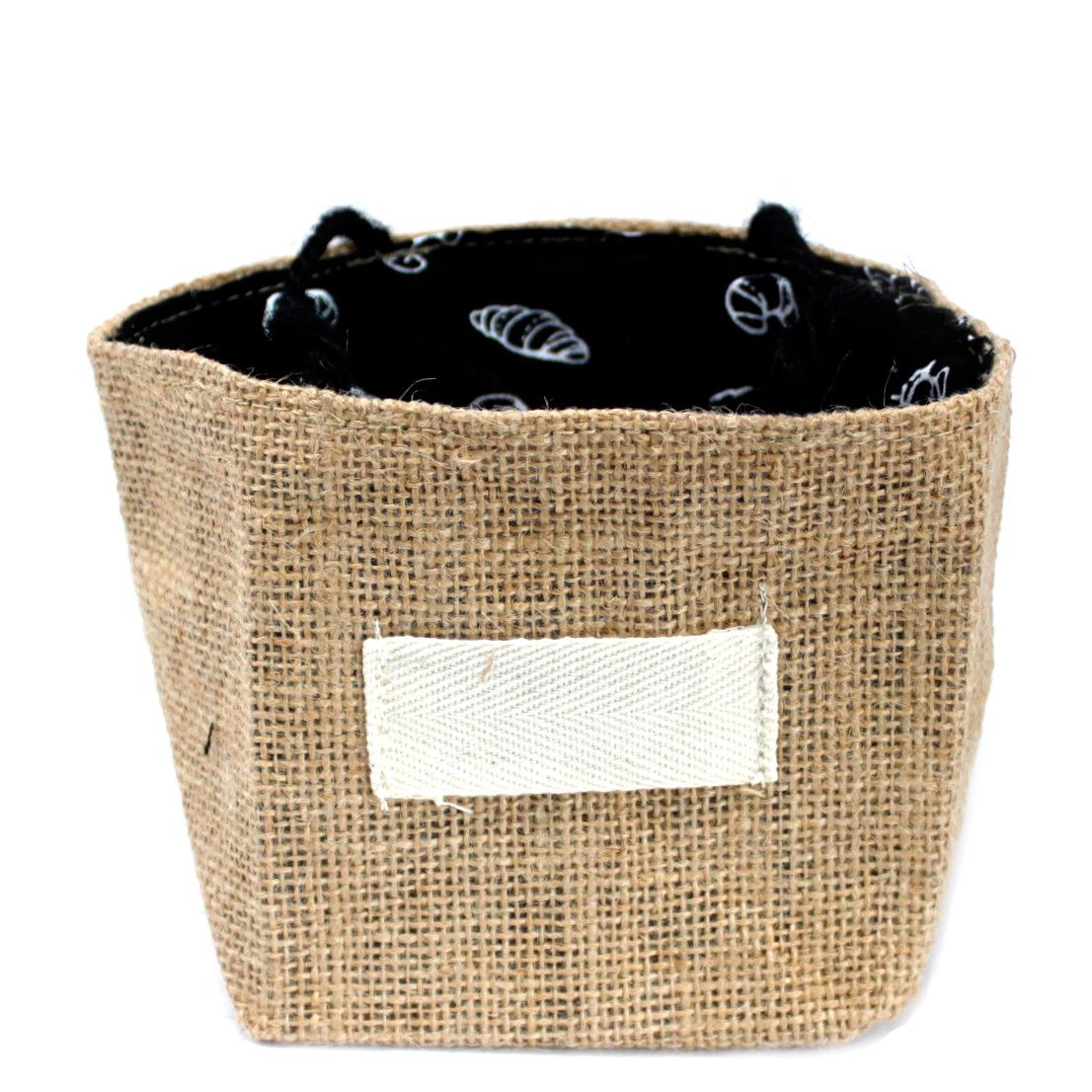 Natural Jute Cotton Gift Bag - Black Lining - Medium - product image 5