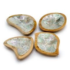 Set of 4 Teak Mini Bowls with Shell Decor (assorted) product image 4