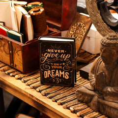 Leather Printed Notebook – Never Give Up On Your Dreams - 17.8×12.7 cm product image