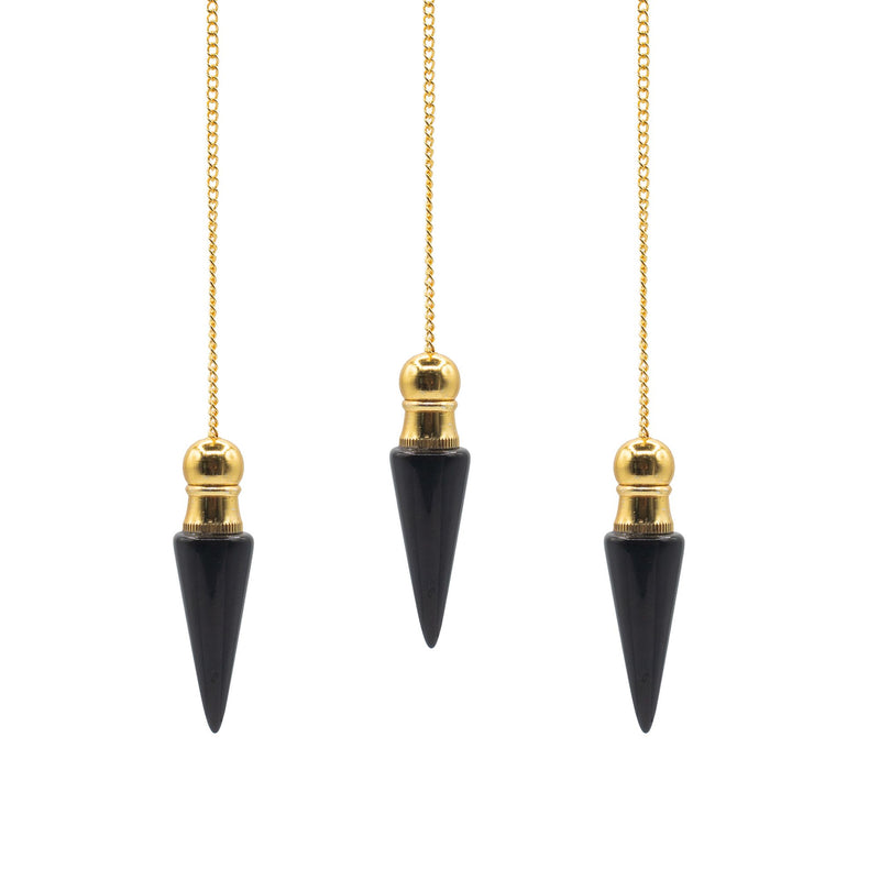 Secret Cavity Discovery of Truth Pendulum - Black Agate - Gold Plated product image