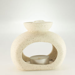 Ceramic Zen Oil Burner - Oval Pebble - Speckled Off-White product image 3