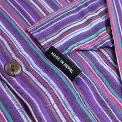 Nomad Sari Grandad Shirt - Black Purple - Large product image 10