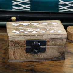 White Washed Wooden Box - Pill Box Aztec Design product image 4