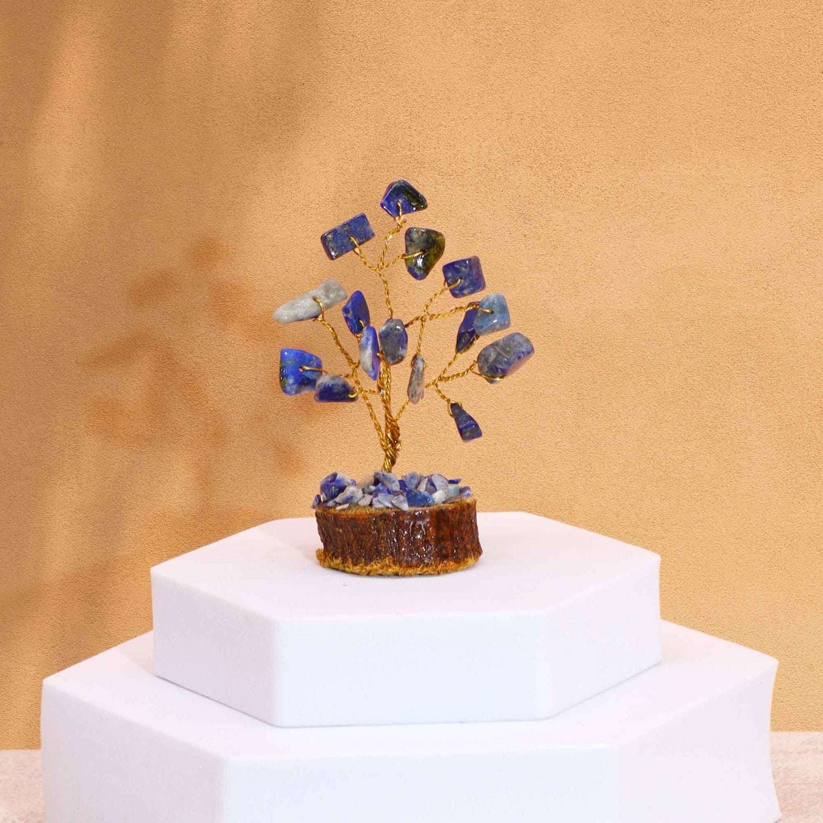 Mini Gemstone Tree On Wood Base - Sodalite (15 stones) product image