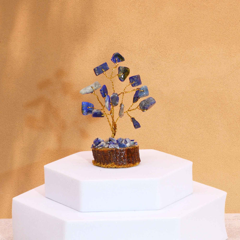 Mini Gemstone Tree On Wood Base - Sodalite (15 stones) product image