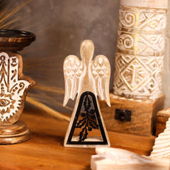 Mango Wood Angel - Whitewash with Iron Decor Cut Out product image 8