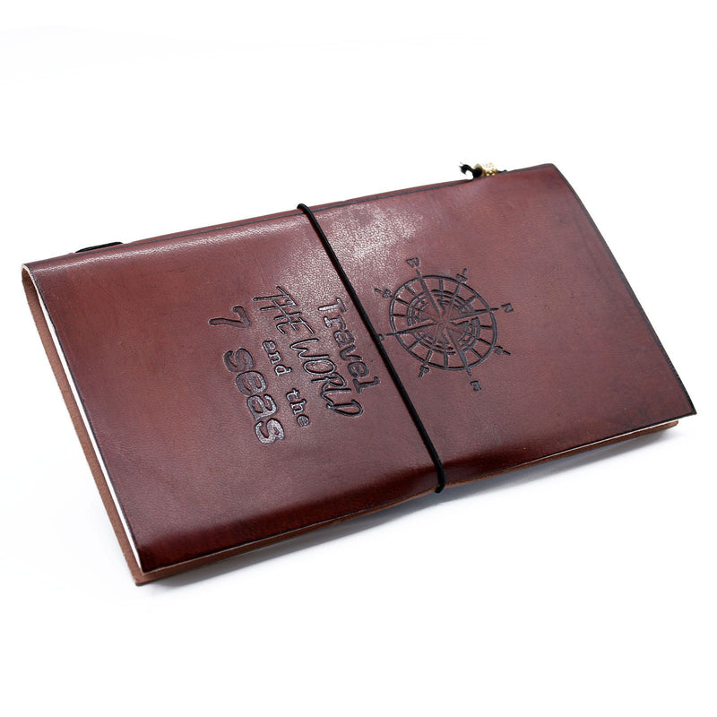 Handmade Leather Journal - Travel the World - Brown (80 pages) product image