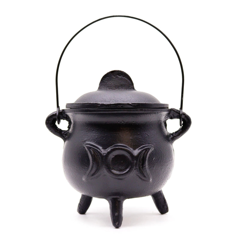 Lrg Cast Iron Cauldron with Triple Moon 12x15cm product image