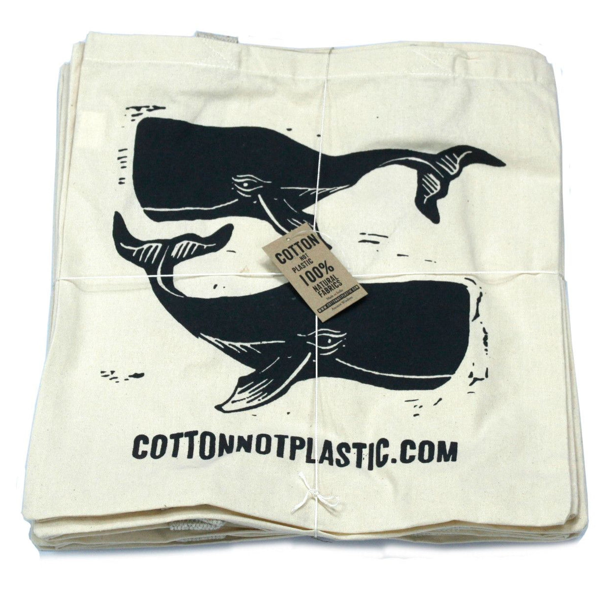 Lrg Natural 6oz Cotton Bag 38x42cm - WHALES product image 4