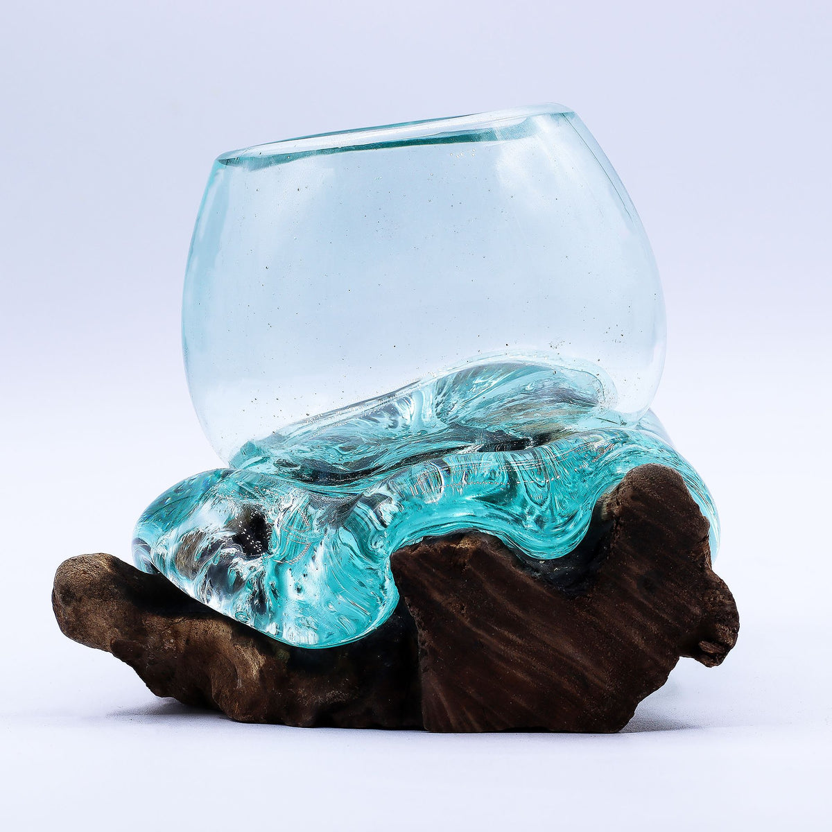 Molten Glass Mini Goldfish Bowl on Wood 20cm product image 6