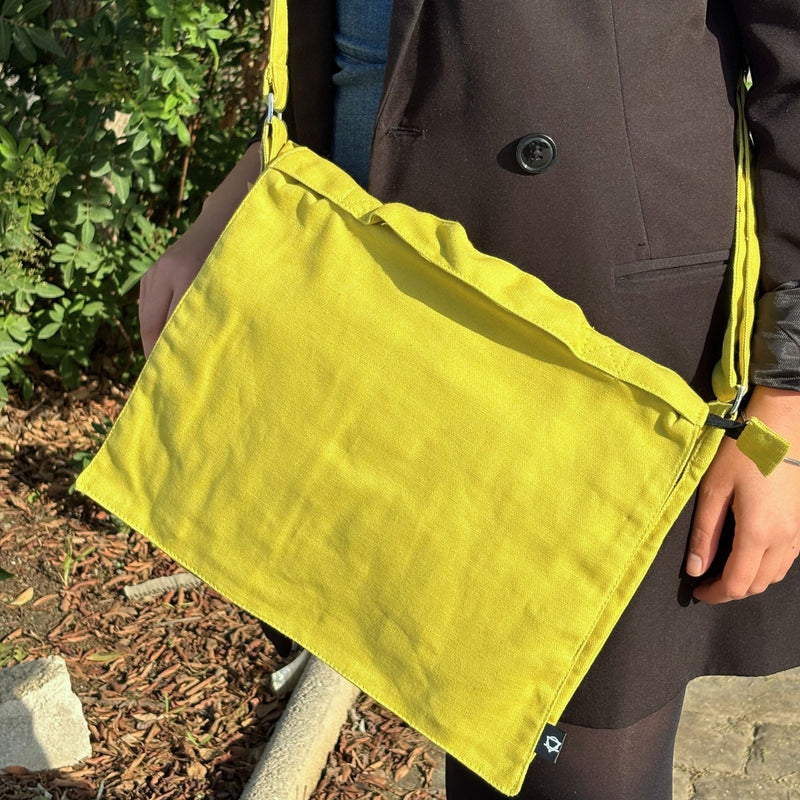 Cotton Canvas Laptop Messenger Bag - Mustard product image