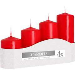 Set of 4 Pillar Candles 50mm (11/16/22/33H) - Red product image 4