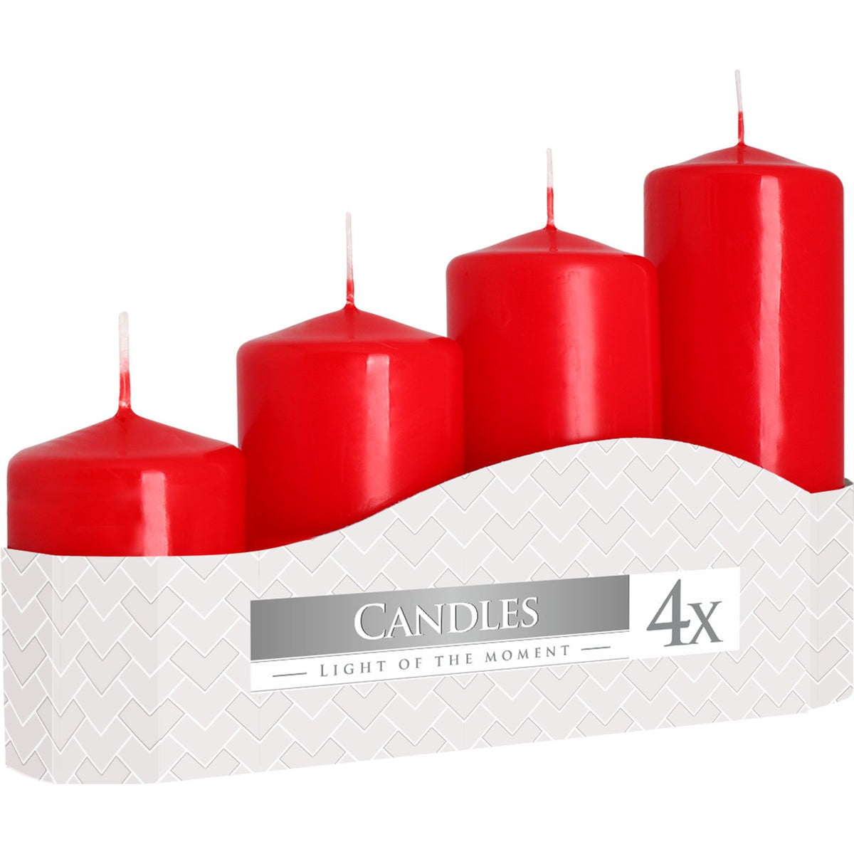 Set of 4 Pillar Candles 50mm (11/16/22/33H) - Red product image 4