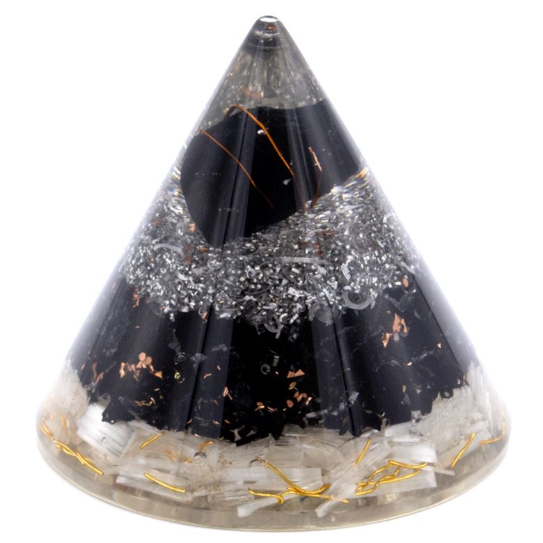Orgonite Cone - Selenite and Black Toumaline Copper - 90 mm product image
