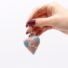 Small Decor Wood Heart - Cheque Blue & Red product image