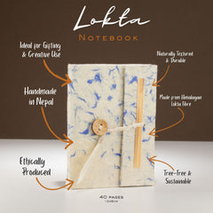 Lokta Mixed Blue Cotton Notebook – Mini (12x8cm) – 40 Leaves product image 2