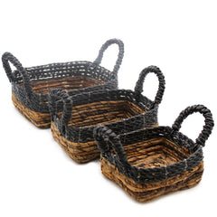 Banana Leaf & Hitam Raffia Square Basket- Set of 3 product image 6