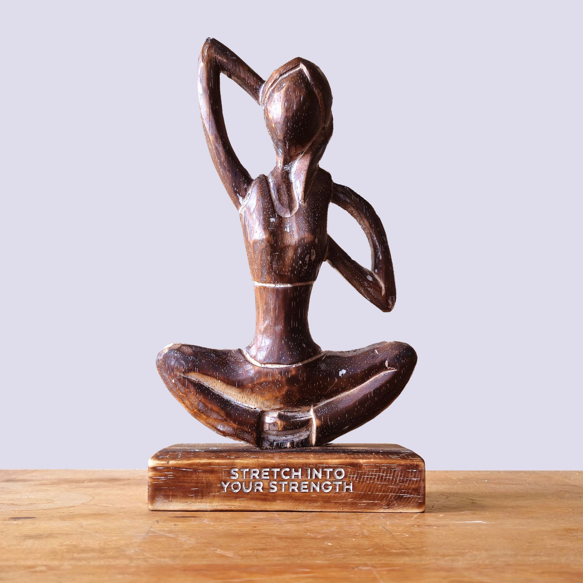 Wooden Yoga Lady - Antique - Cow Face Pose - "Stretch into Your Strength" product image 3