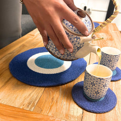 Set of Evil Eye Jute Rope Coasters & Mats (4 of each) product image 2