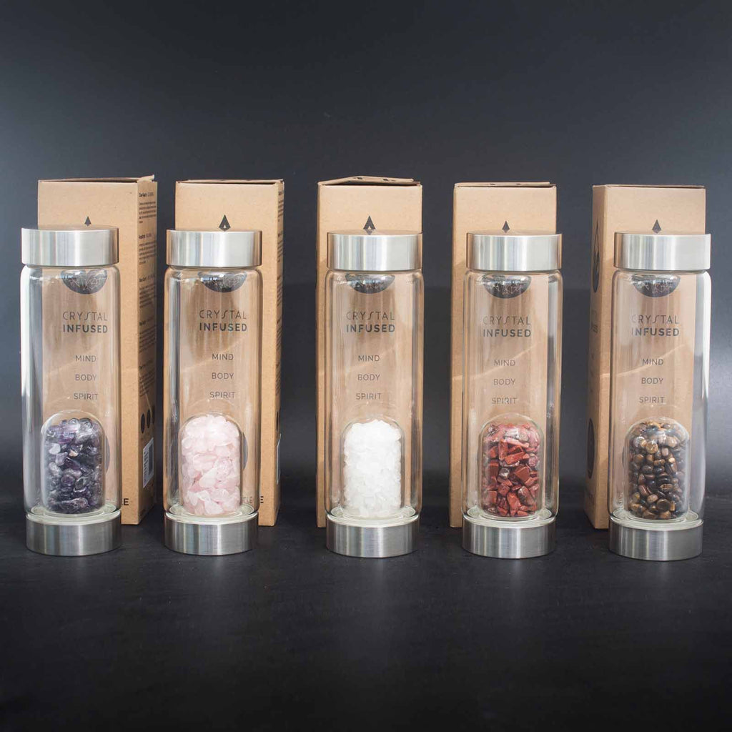 Crystal Infused Glass Water Bottle - Relaxing Amethyst - Chips - product image 3