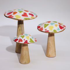 Small Enamelled Mushroom - 10cm - Pastel Hearts product image 2