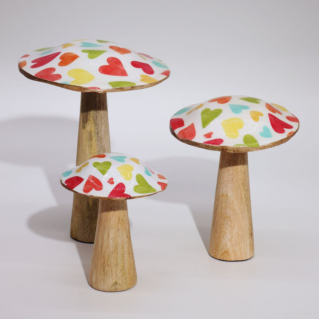 Medium Enamelled Mushroom - 15cm - Pastel Hearts product image 3