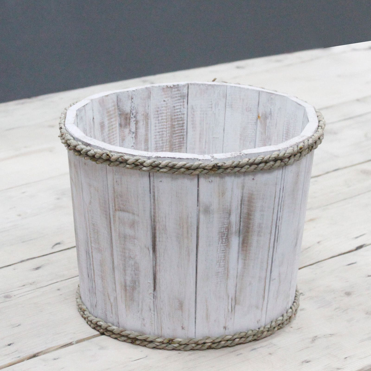 Small Wooden Storage Tub – Whitewash product image 3