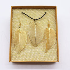 Necklace & Earring Set - Bravery Leaf - Gold product image 2