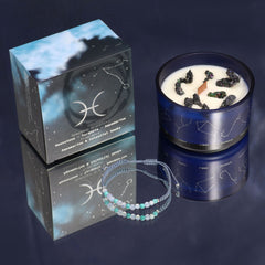 Zodiac Crystal Candle with Gemstone Bracelet - Pisces product image 6