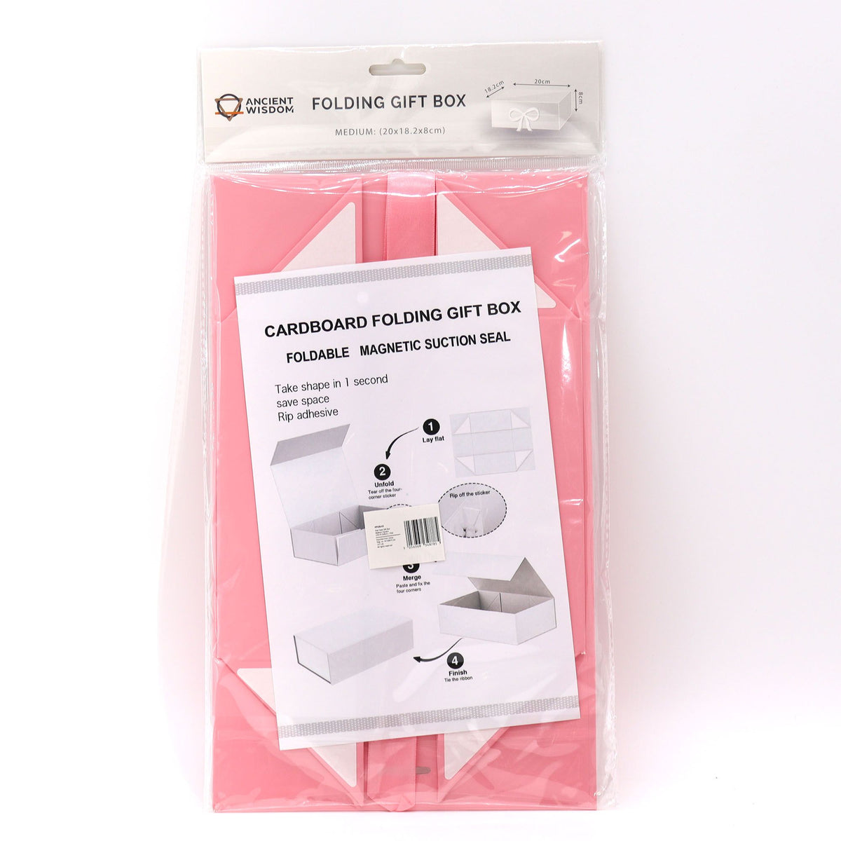 Flat Pack Gift Box - Medium Square (20x18.2x8cm) - Pink product image 2
