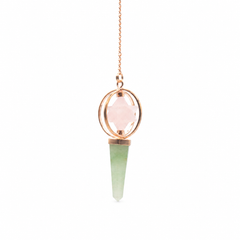 Heart Compass- Two Piece Spinning Merkaba Star in Copper Pendulum - Rose Quartz & Green Aventurine product image 2