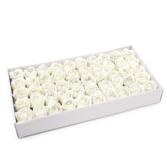 Craft Soap Flowers - Med Rose - Ivory With Black Rim product image