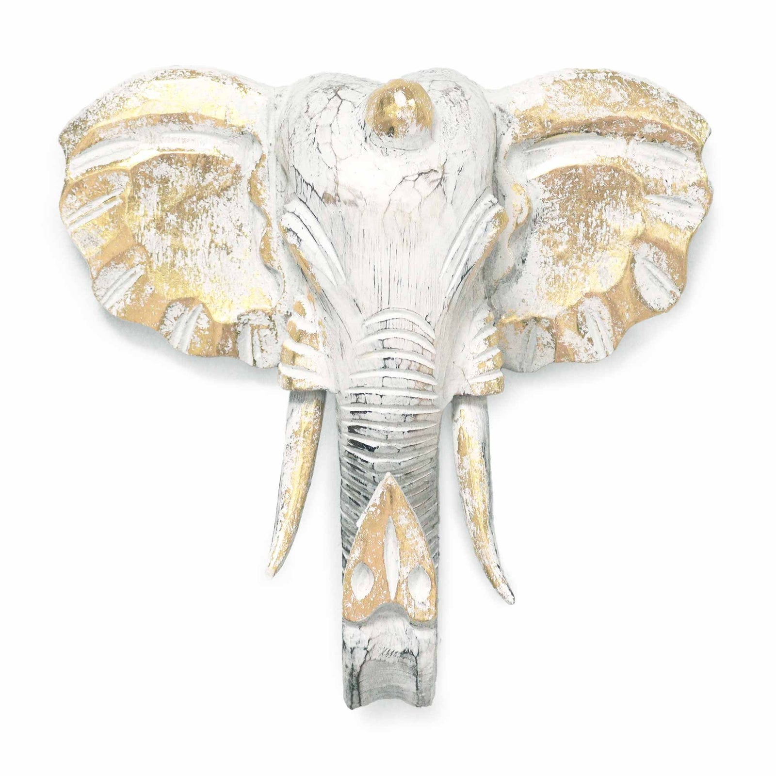 Large Elephant Head - Gold & Whitewash product image