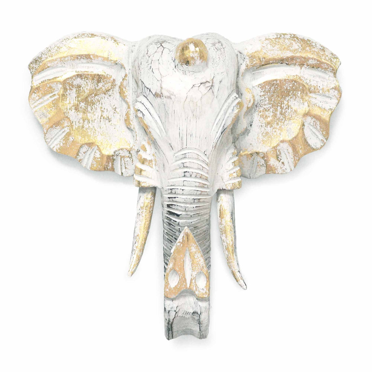 Large Elephant Head - Gold & Whitewash product image