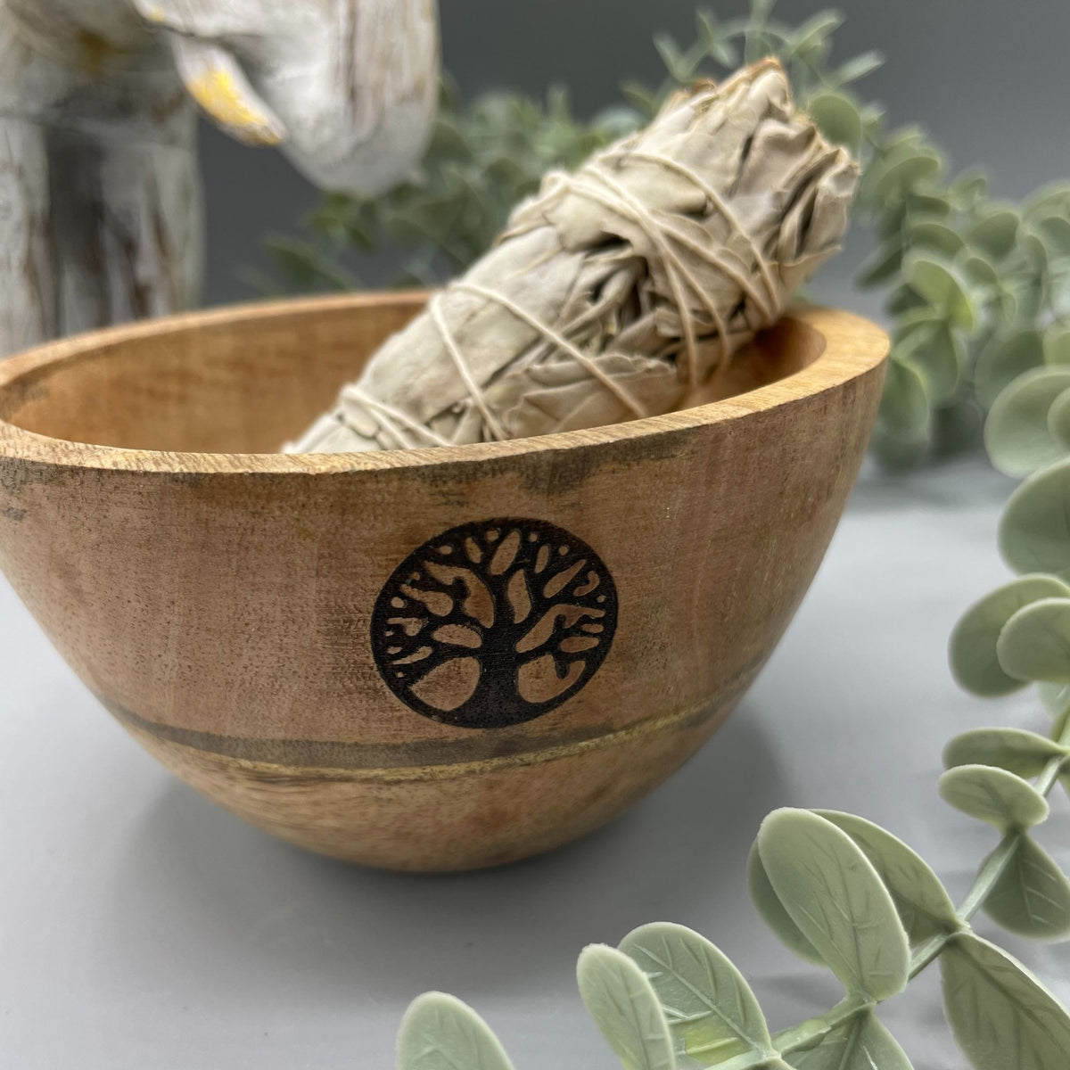 Wooden Smudge and Ritual Offerings Bowl - Tree of Life - 11x7cm product image 2