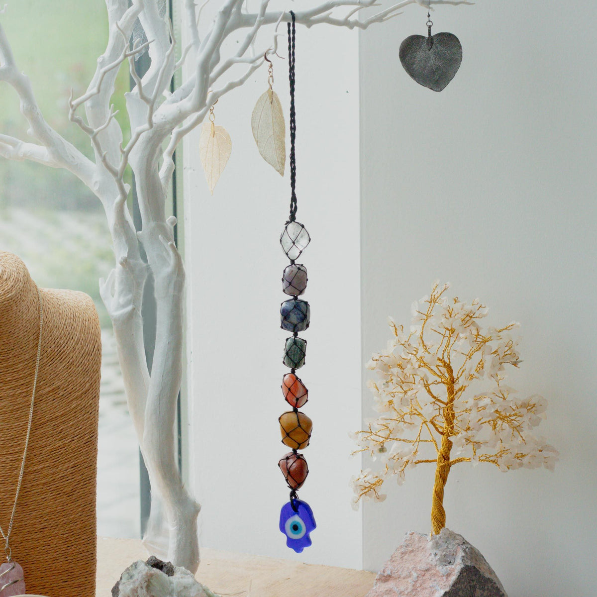 Hanging Chakra Stone Pendant - Hansa