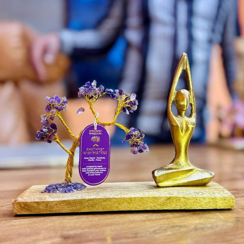 Gemstone Yoga Garden - Sukhasana Pose - Amethyst - Tilted Tree - 100 chipstones product image