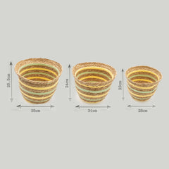 Seagrass & Straw Vase Shaped Baskets - Natural Yellow & Green - Set of 3 product image 6