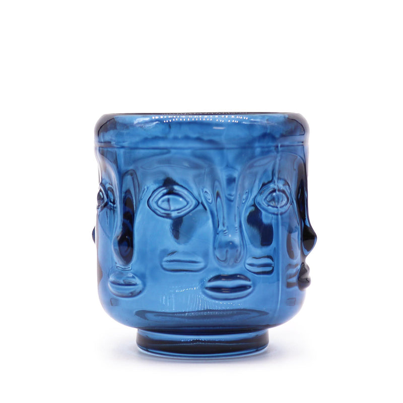 Buddha Faces Candle Jar - Royal Blue product image