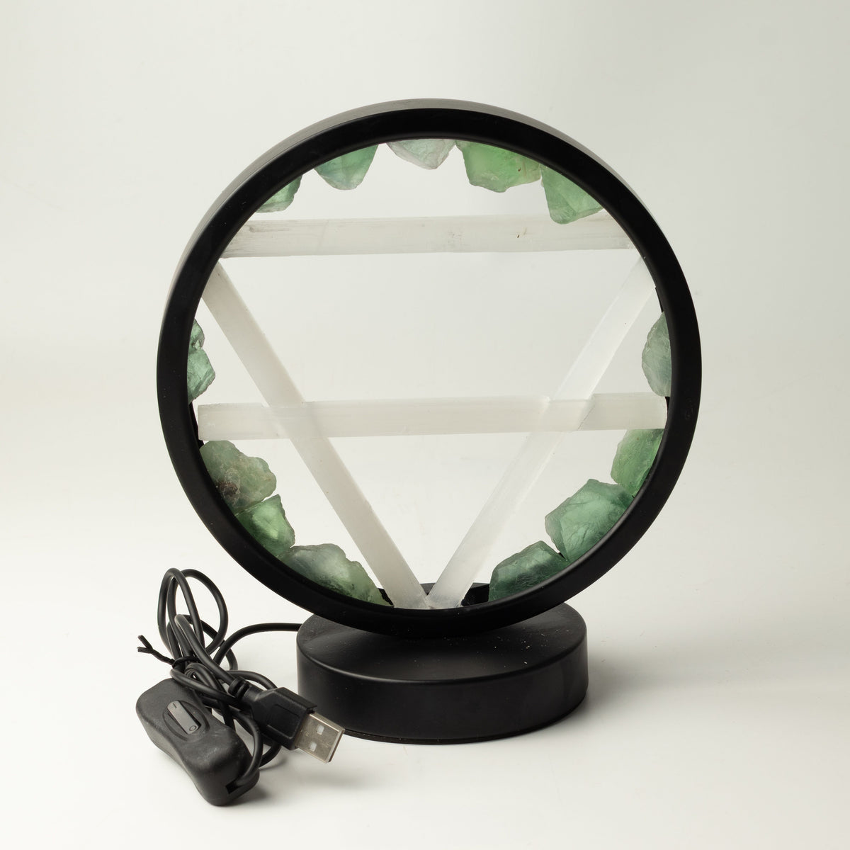 Gemstone Halo Lamp - Earth  - Aventurine & Selenite – product view 6